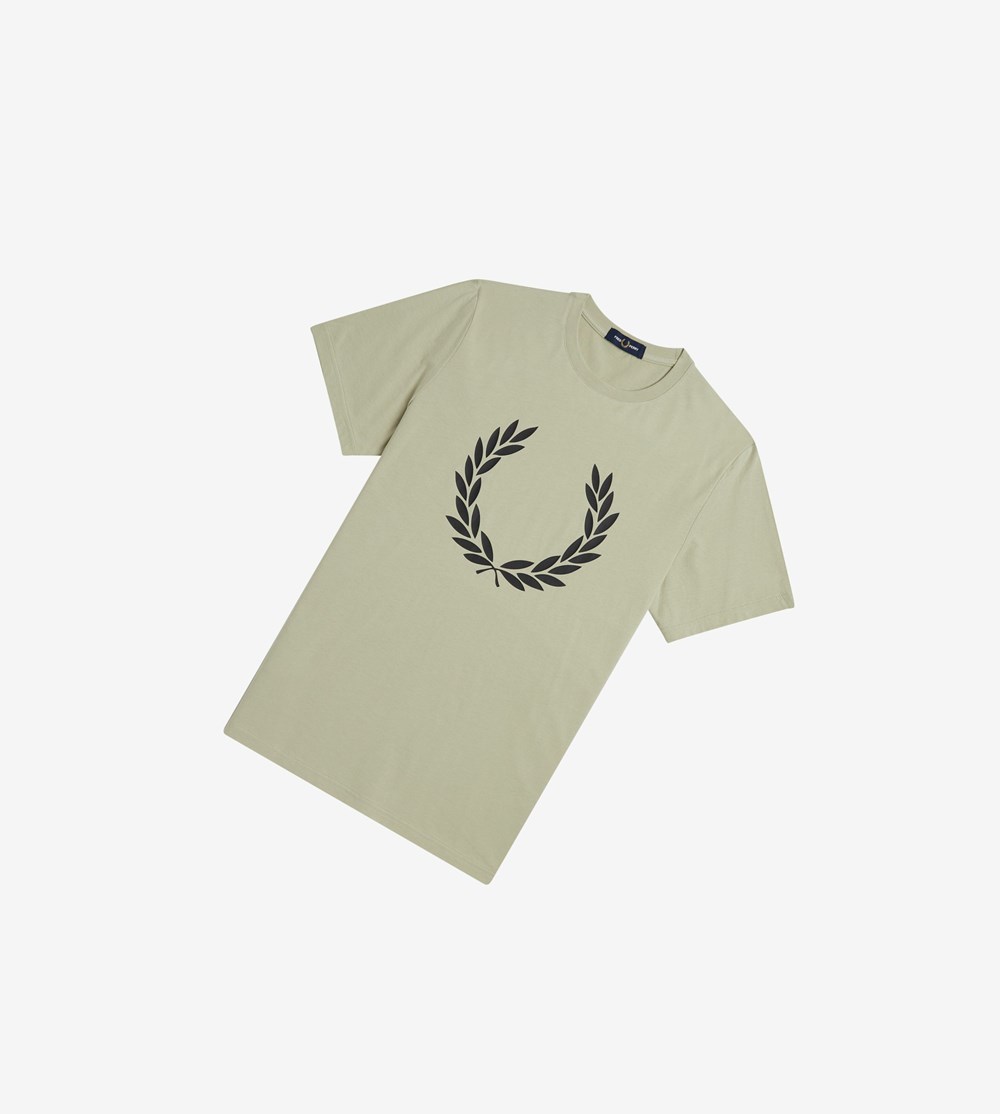 Camiseta Fred Perry Tienda - Laurel Wreath Print Hombre Grises